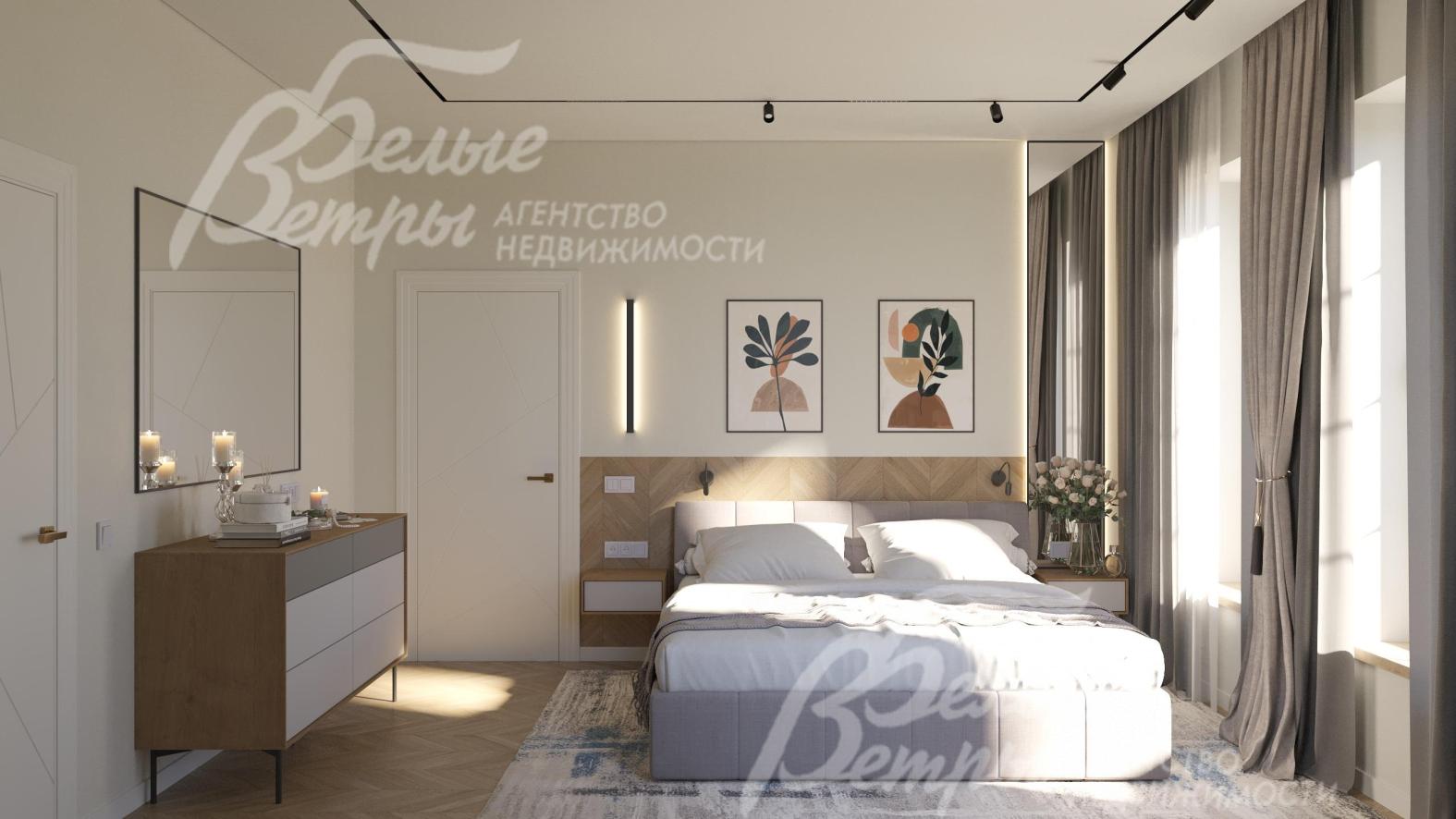 Все спальни в доме укомплектованы мебелью под ключ в соответствии с дизайн-проектом