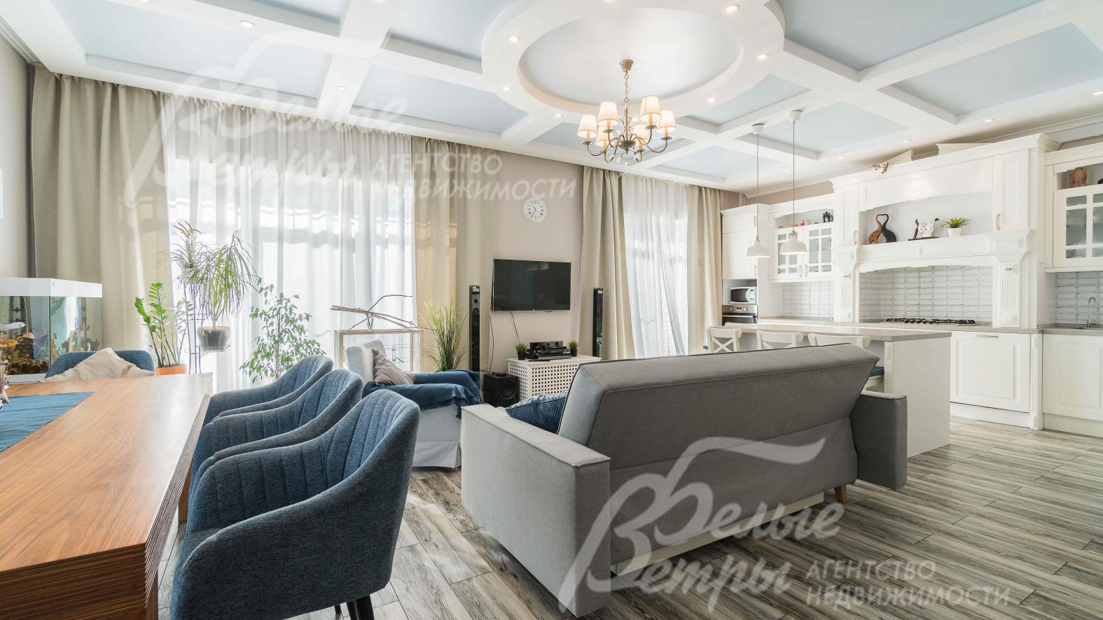 Кухня-столовая-гостиная площадью 44 кв.м