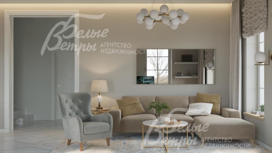 Отделка выполнена по комплексному авторскому дизайн‑проекту, включающему расстановку мебели и элементы декора