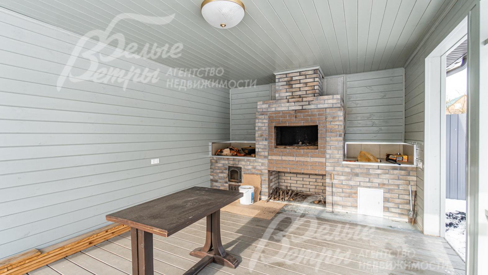 Деревянная терраса 18 кв.м с печью-барбекю с мангалом и мойкой