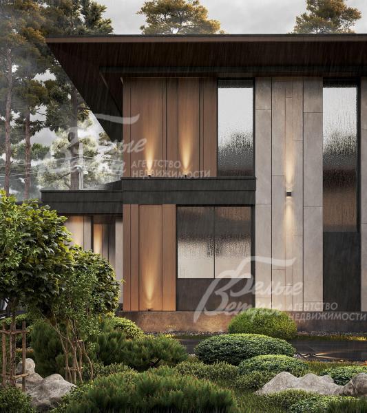 На внешних стенах дома оборудована подсветка.