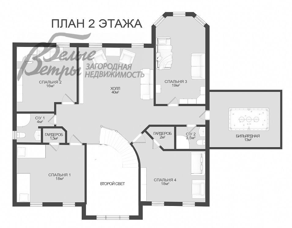 Дом в аренду Пушкино поле КП Валуево id 436-003 планировка1