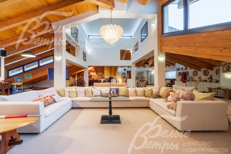 Мультизональная мансарда с ТВ-зоной, спортивным уголком, кухней, игровой и рабочим местом