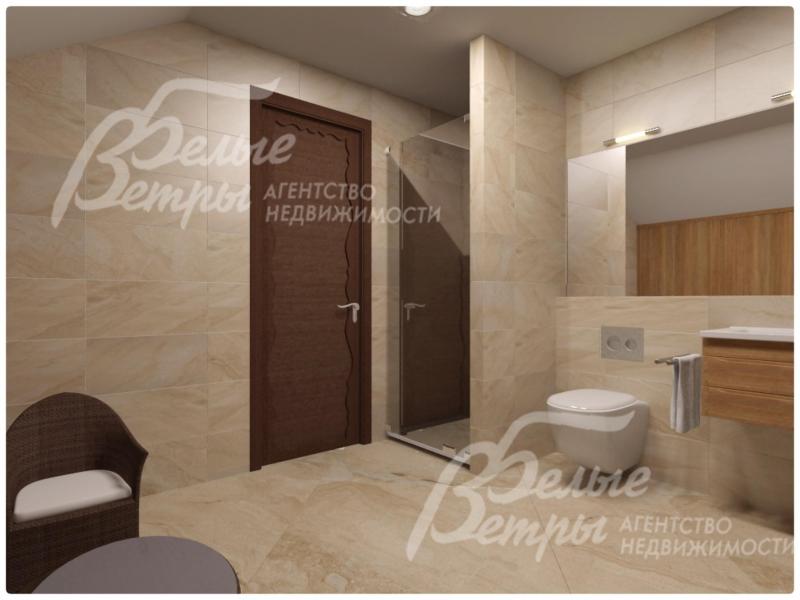 Визуализация: санузел с сауной на мансардном этаже