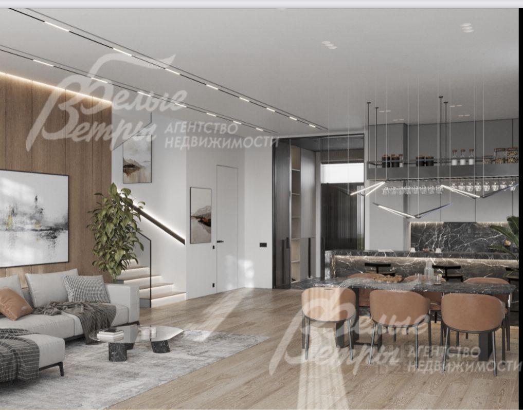 Визуализация: возможное оформление кухни-гостиной-столовой в едином функциональном пространстве (есть дизайн-проект интерьера)